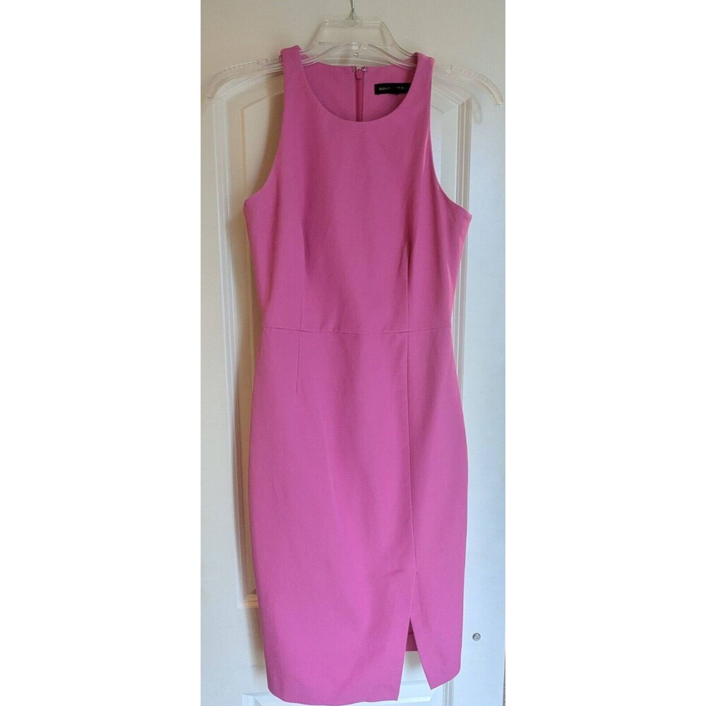Banana Republic Bi Stretch Slit Dress, Pink, Sz 2 Neon Hibiscus Pink